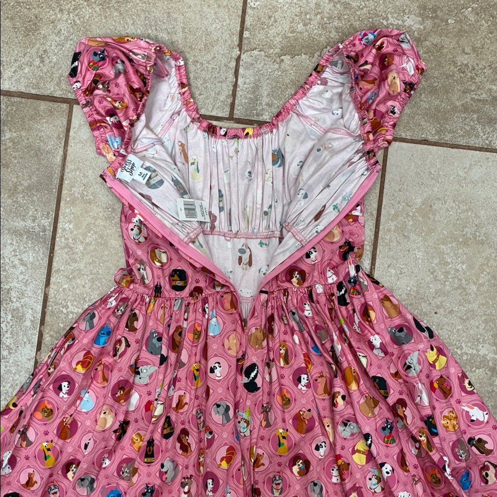 Disney Pink Midi Dress with Dogs of Disney Character Medallions - Picture 8 of 8